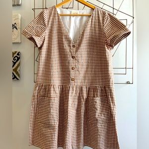 Sezane Gingham Drop Waist Dress Size 42